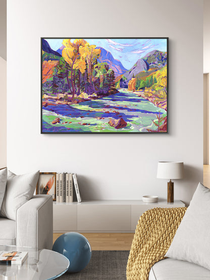 River Aspens Archival Canvas Print