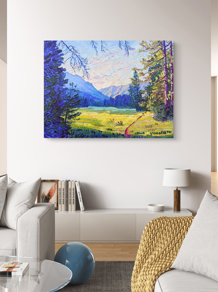 Trek Through Golden Meadows Archival Canvas Print