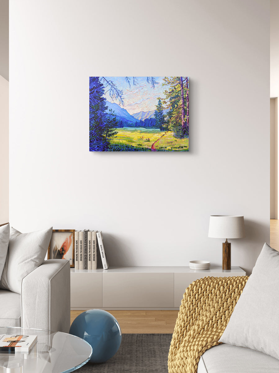 Trek Through Golden Meadows Archival Canvas Print